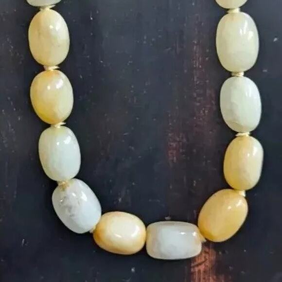 Vtg Polished Yellow Quartz Necklace Sterling Chunky Bead GemStone 18" 105 Grams - Picture 10 of 16